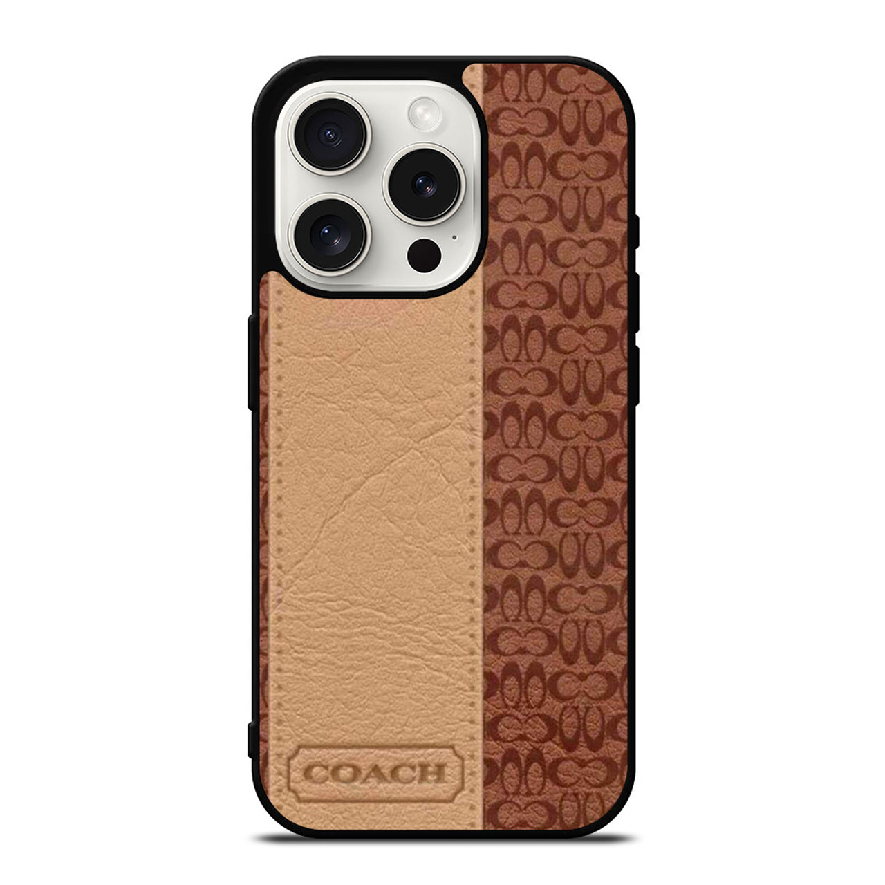 COACH NEW YORK BROWN LEATHER iPhone 15 Pro Case Cover